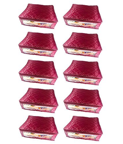 Kuber Industries 10 Piece Rexine Wardrobe Organiser, Maroon (KI3654),Standard