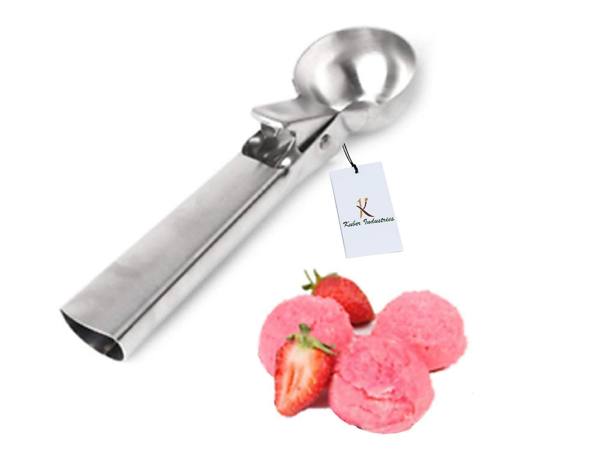 Kuber Industries™ Stainless Steel Spring/Trigger Ice Cream Scoop Set of 1 Pc ICESCOOP09