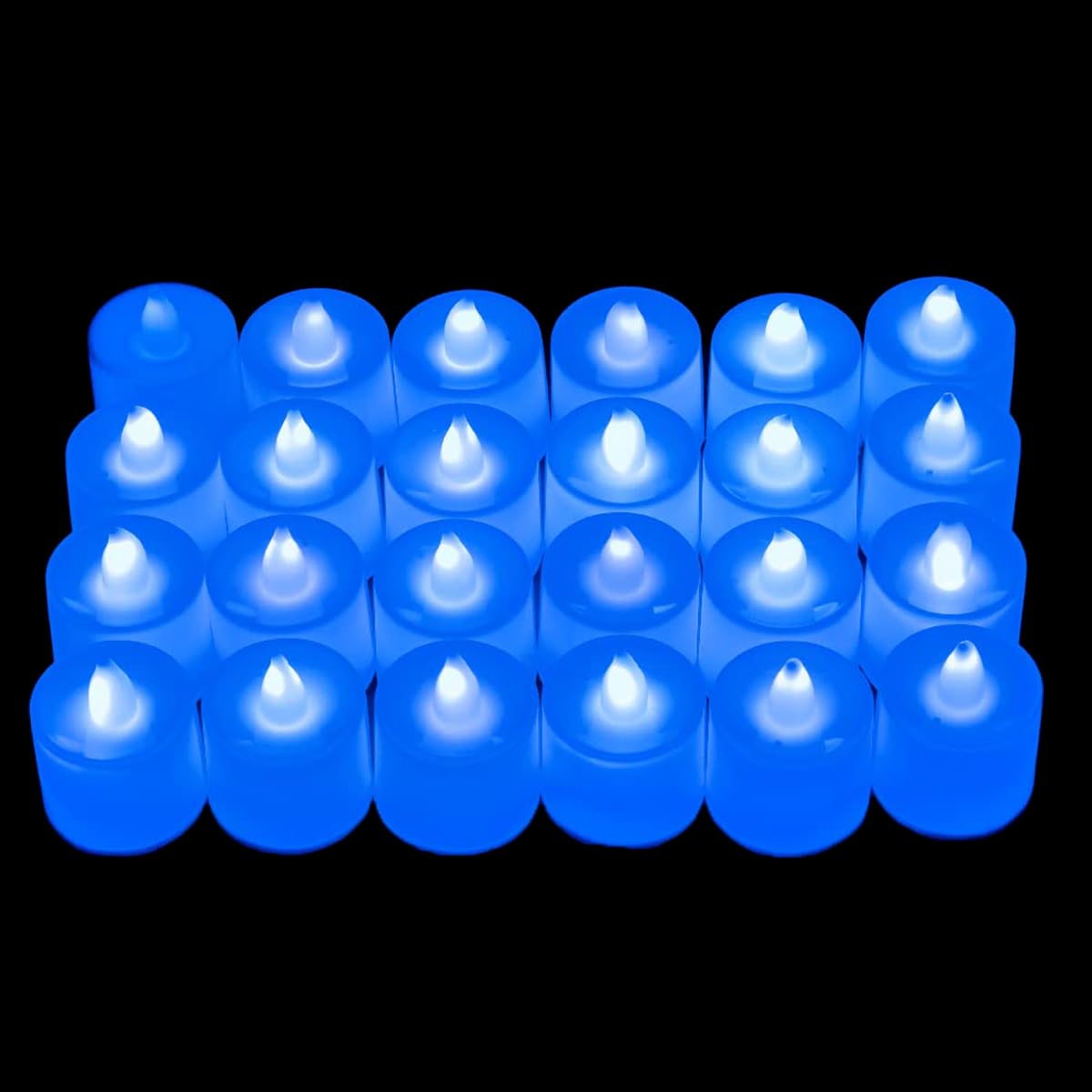 Kuber Industries LED Tea Light Candles for Home Decor |Battey Operated |Yellow Light |Diwali Lights for Decoration,Along with Festivities & Parties|B0-051702B (Candle with Blue) Set of 24 (Pack of 5)