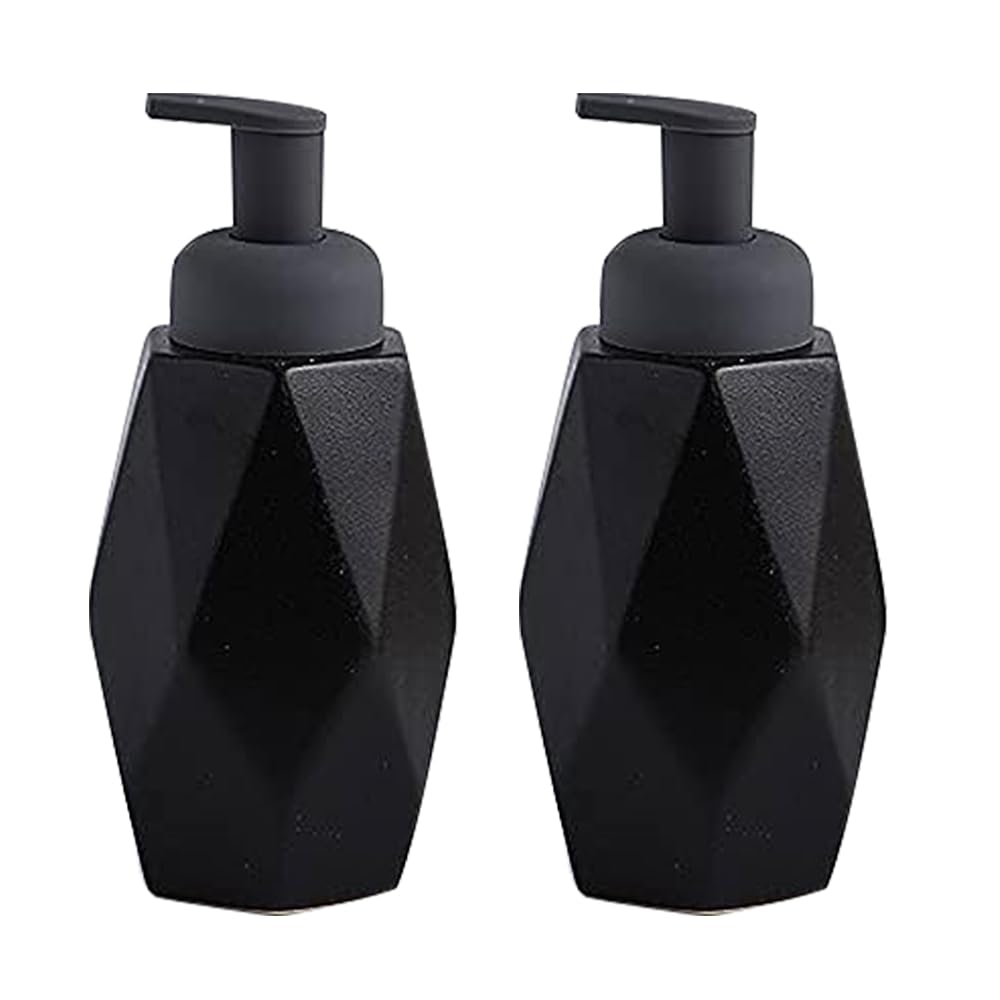 The Better Home 400ml Dispenser Bottle - Black (Set of 2) | Ceramic Liquid Dispenser for Kitchen, Wash-Basin, and Bathroom | Ideal for Shampoo, Hand Wash, Sanitizer, Lotion, and More