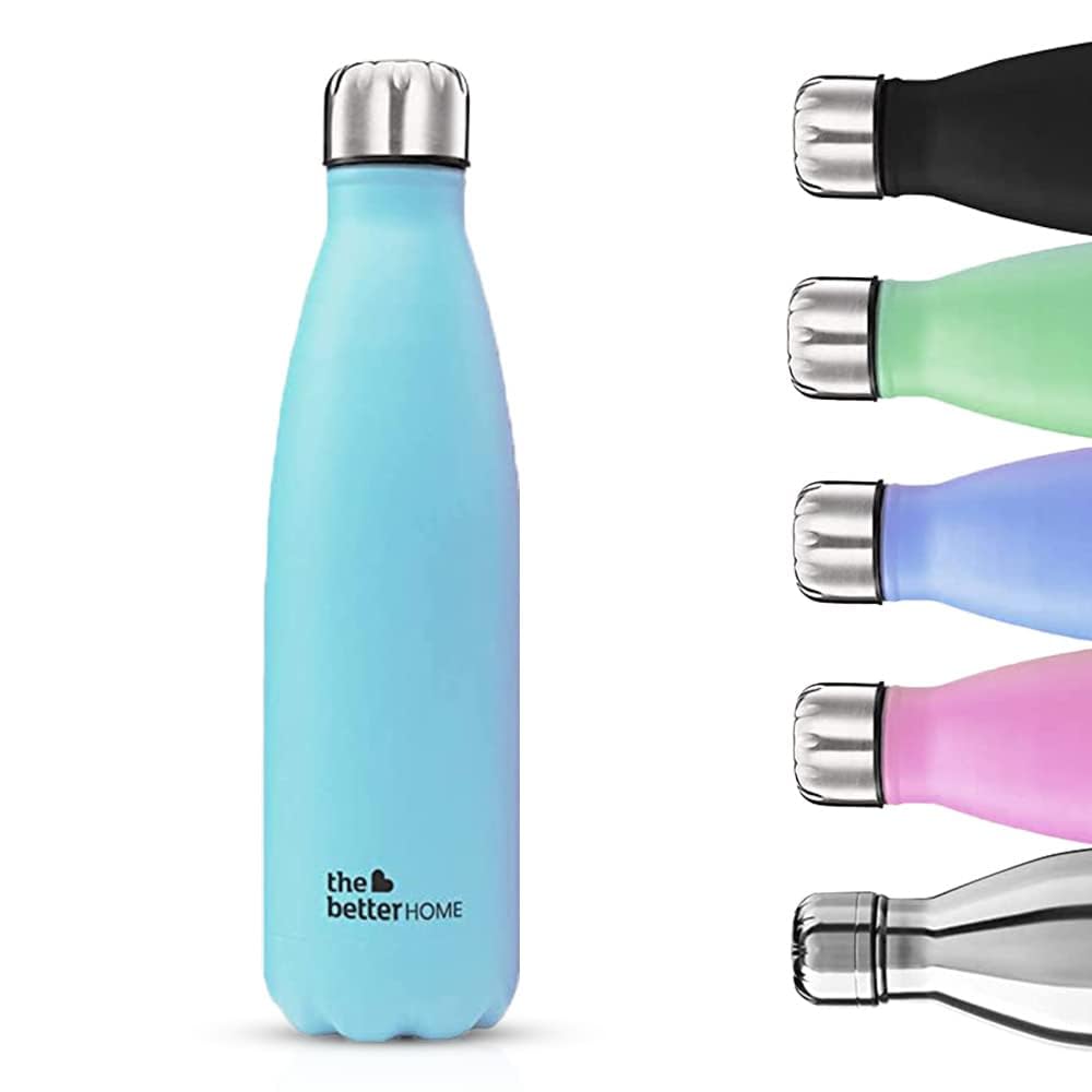 The Better Home Insulated Bottle | Doubled Wall 304 Stainless Steel | Stays Hot for 18 Hrs & Cold for 24 Hrs | Leakproof | Insulated Water Bottles for Office, Camping, Travel (500 ml, Blue)