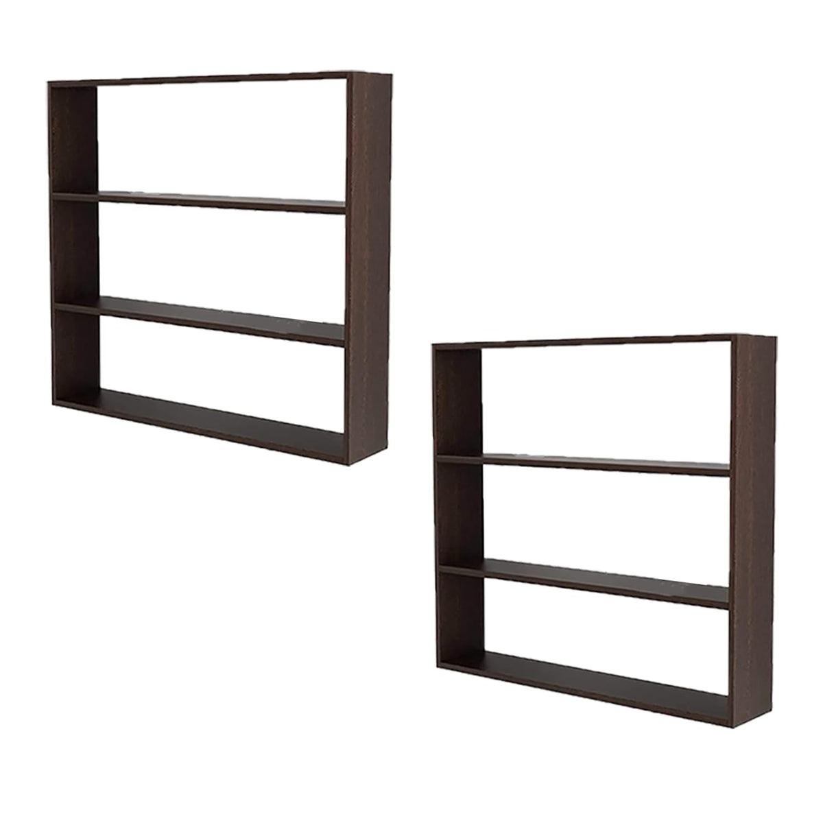 Kuber Industries Kitchen Wall Shelf|Wooden Handicraft Wall Mounted 3 Shelves for Kitchen|Multipurpose Storage Wall Shelf,30"X30" (Brown) (Pack of 2)