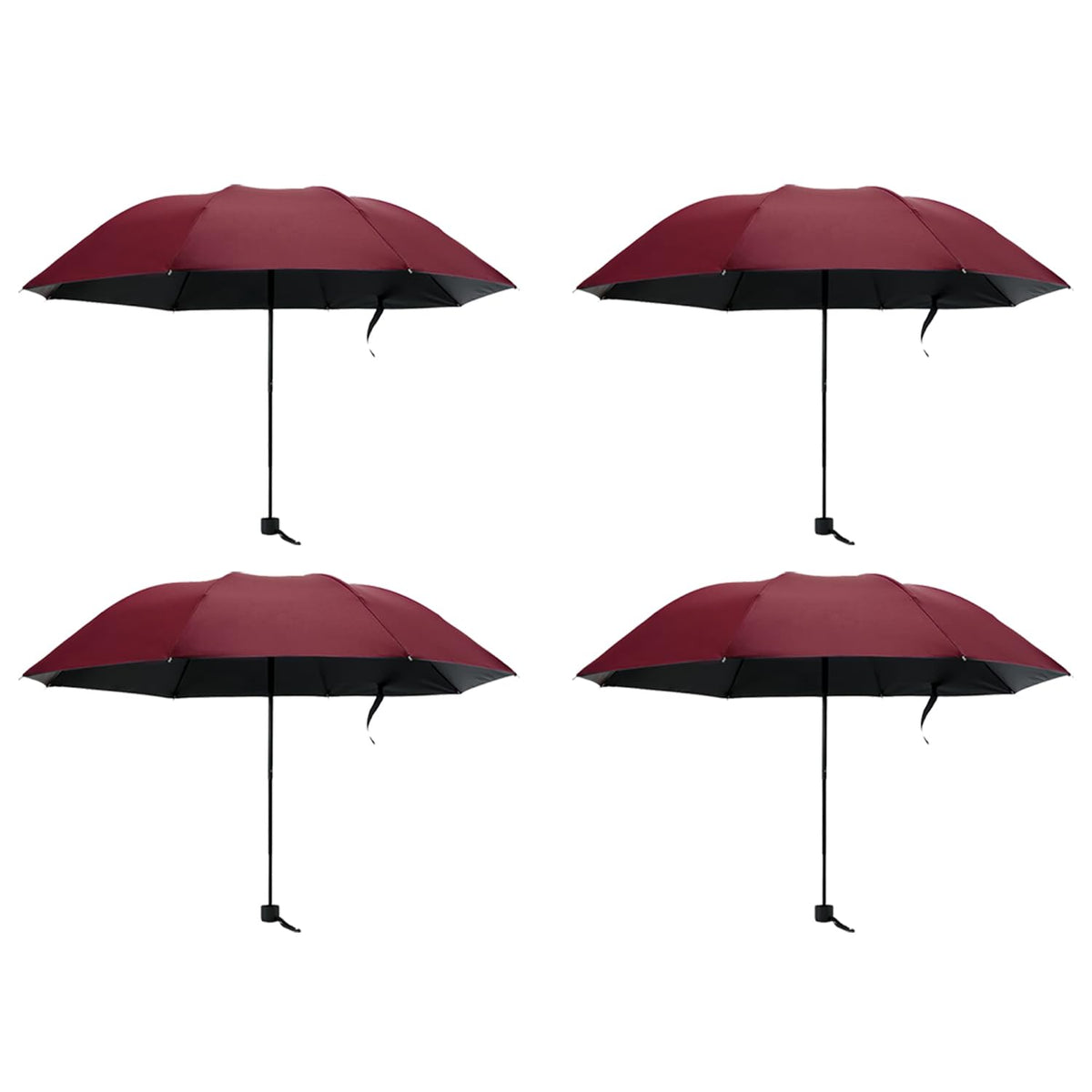 Kuber Industries Pack of 4 Umbrella for Men and Women | Manual Windproof Umbrellas for Rain | Compact Travel Umbrella For Women | Umbrella For Sun Protection | Red