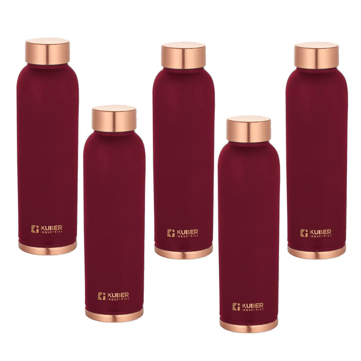 Kuber Industries Copper Water Bottle | BPA Free, Non Toxic | Leakproof, Durable & Lightweight | With Added Health Benefits of Copper | Ergonomic Design & Easy to Clean | Maroon| 950 ml (Pack Of 1)