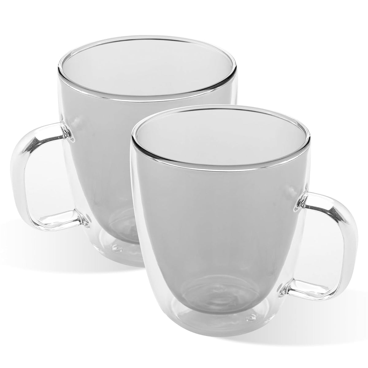 Kuber Industries 12 Pcs Glass Coffee Mugs | Borosilicate Double Walled Glass Mug | High Heat Resistant | Microwave and Dishwasher Safe | 400 ML | Pack of 6 | Gray