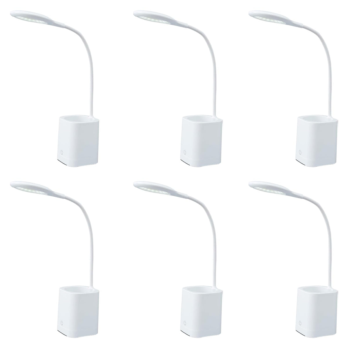 Kuber Industries Water Drop Base Table Lamp|USB Plug in Table Light|Non-Rechargeable|Pack of 6|White