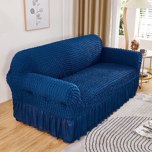 Homestic Sofa Cover | 3-Seater Sofa Cover | Sofa Chair Cover | Couch Cover for Hall | Universal Sofa Slipcover | Elastic Spandex Sofa Cover for Living Room | 3SSC002 | Dark Blue