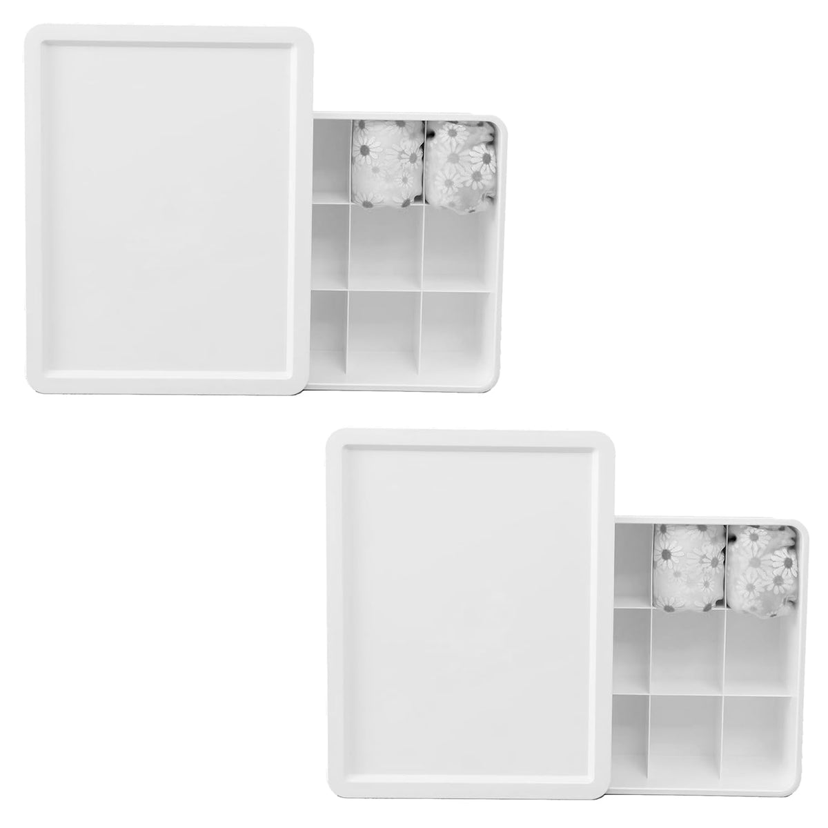 Kuber Industries Cloth Storage Box 15 Compartment with Lid|Wardrobe Organizer For clothes-Pack of 2 (White)