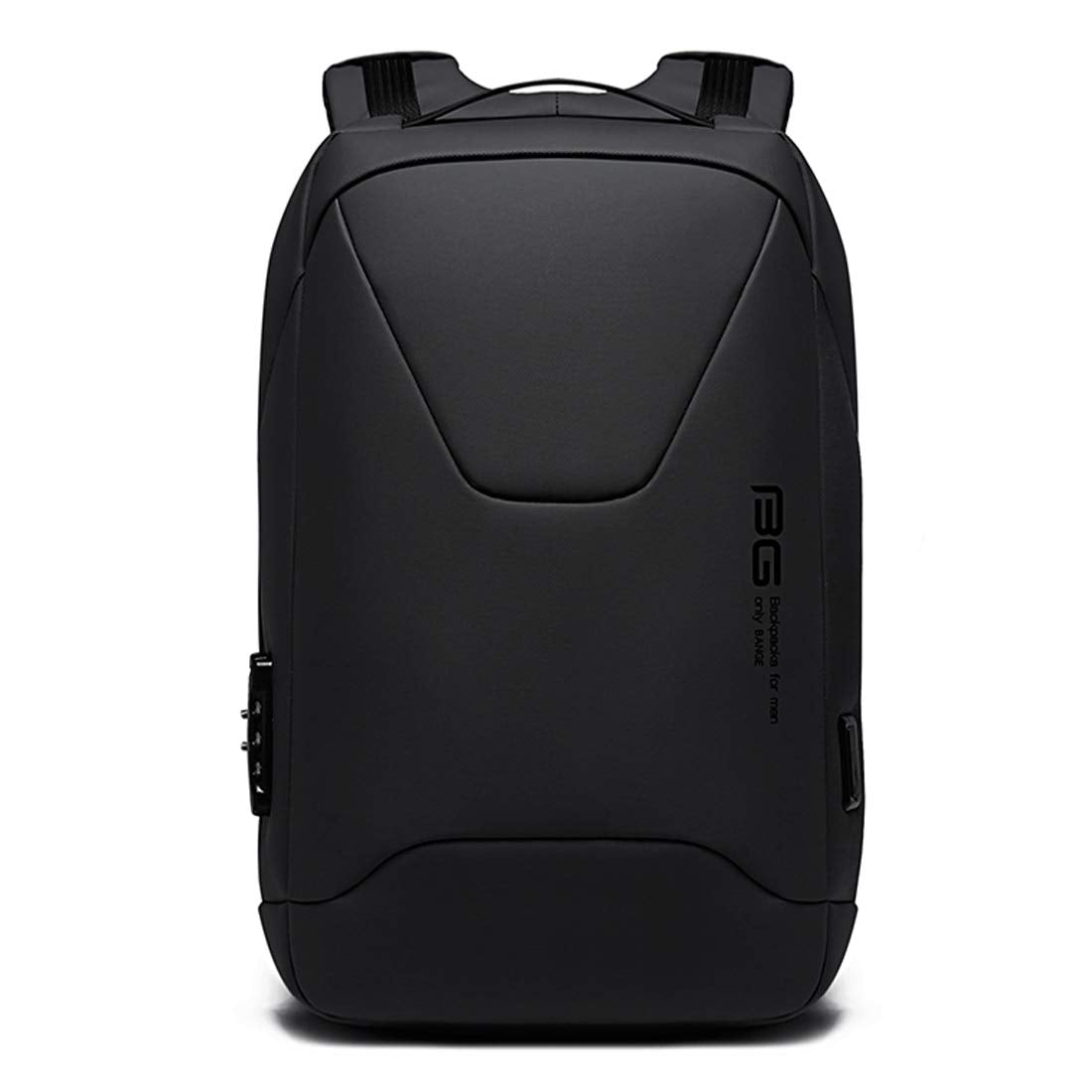 BANGE Water Resistant Anti-Theft Unisex Travel Laptop Backpack with USB Charging and Password Number Lock (Black)