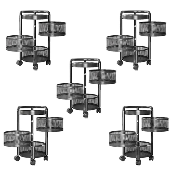 Kuber Industries3-Layer Kitchen Trolley With 360 Rotation For Bathroom, Bedroom Pack of 5 (Black)