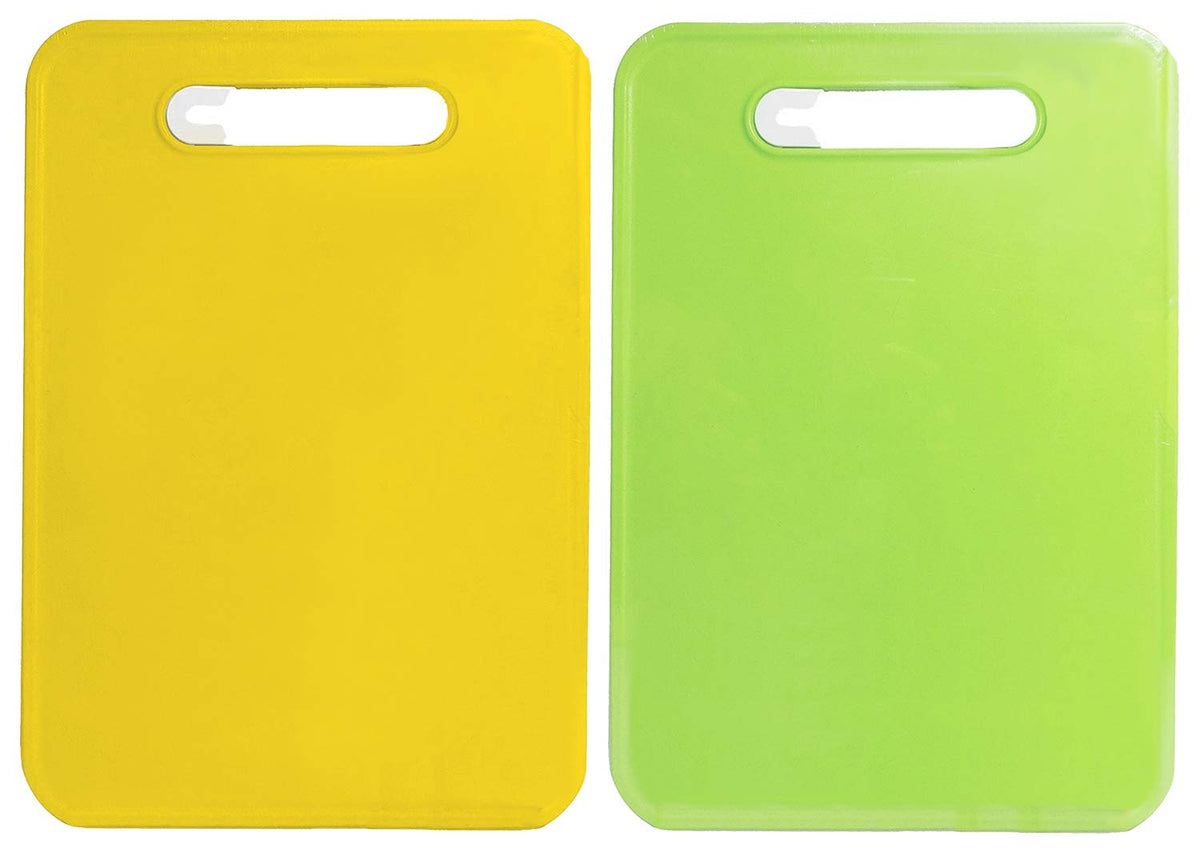 Kuber Industries Plastic 2 in 1 Knife Sharpener 2 Pieces Chopping Cutting Board (Yellow & Green)- CTKTC021710