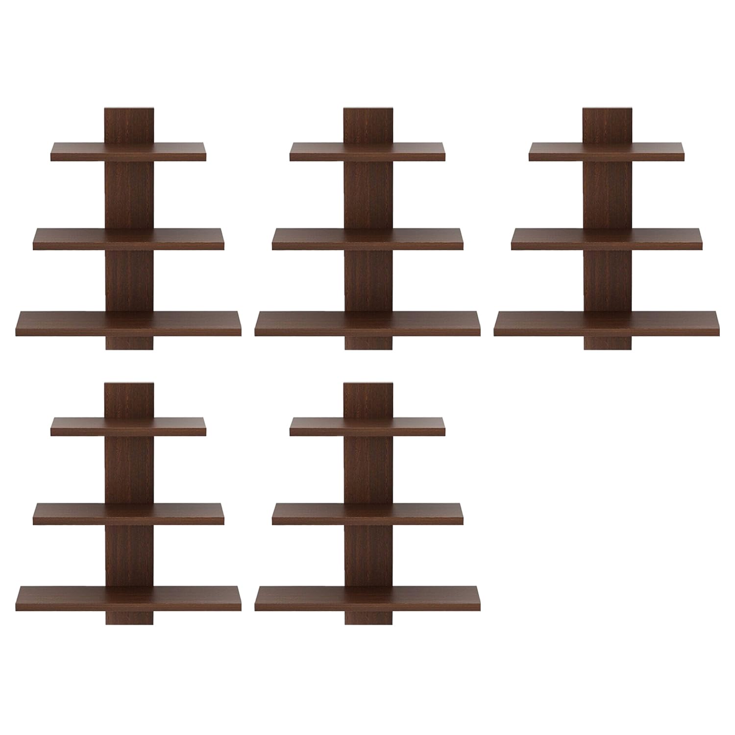 Wooden Wall Shelf|Tree Shape Display Rack|3 Tier Shelves for Office ...