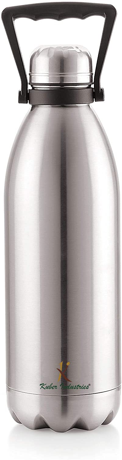 Kuber Industries Stainless Steel 24 Hours Plus Hot and Cold Water Bottle, 2.2 Litre (Silver)