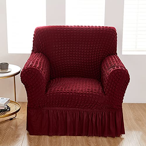 Kuber Industries Pack of 6 Sofa Cover | Single Seater Sofa Cover | Sofa Chair Cover | Couch Cover for Hall | Universal Sofa Slipcover | Elastic Spandex Sofa Cover for Living Room | OSSC006 | Wine Red