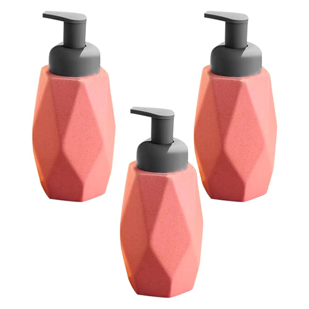 The Better Home 400ml Dispenser Bottle - Pink (Set of 3) | Ceramic Liquid Dispenser for Kitchen, Wash-Basin, and Bathroom | Ideal for Shampoo, Hand Wash, Sanitizer, Lotion, and More