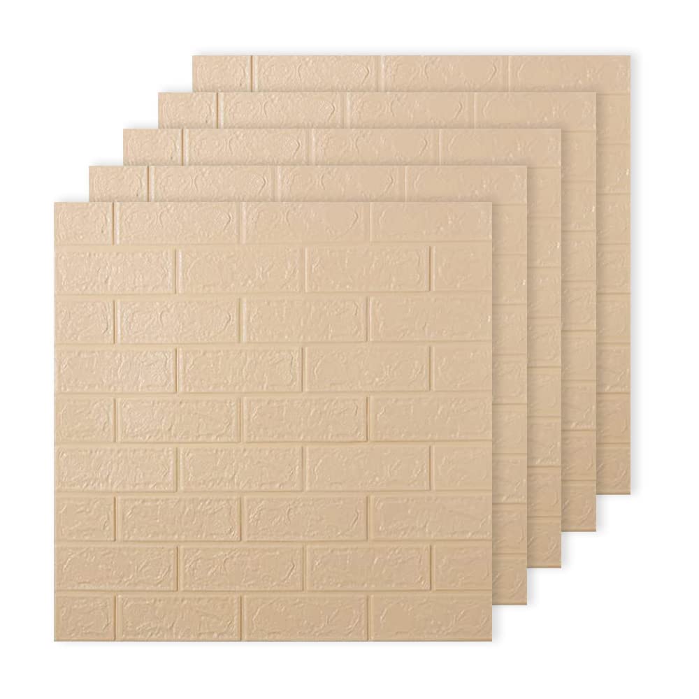 Homestic Foam Brick Pattern 3D Wallpaper for Walls|Soft PE Foam|Easy to Peel, Stick & Remove DIY Wallpaper|Suitable on All Walls|Pack of 5 Sheets, 70 cm X 77 cm