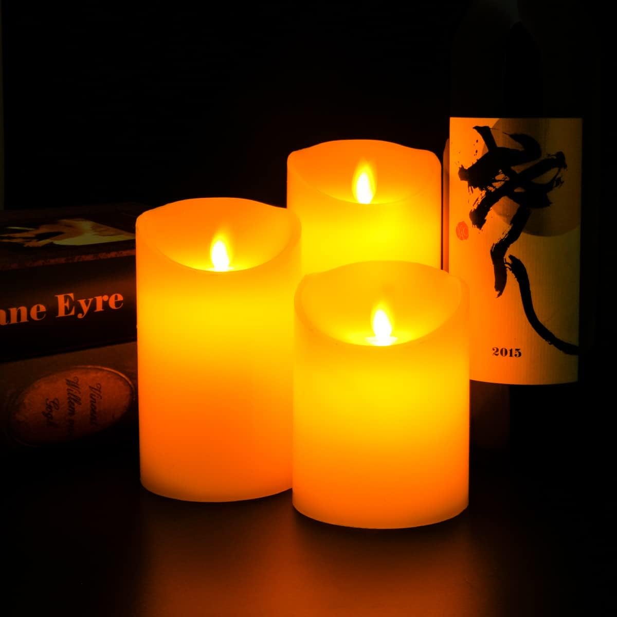 Kuber Industries Pack of 2 LED Candles for Home Decoration|Battey Operated|Flameless Yellow Light|Diwali Lights for Home Decoration,Along with Other Festivities & Parties|Set of 3|B0-005F|White