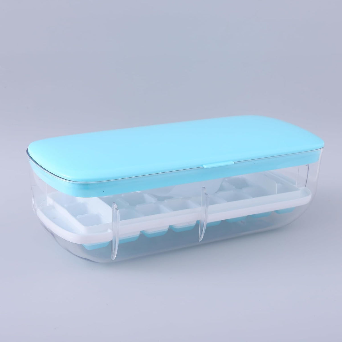 Pack of 2: Ice Cube Trays with Lid | 24 Ice Cubes Capacity | Blue