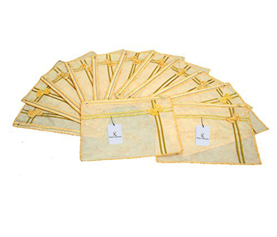 Kuber Industries 12 Piece Non Woven Saree Cover Set, Yellow (KU8604)