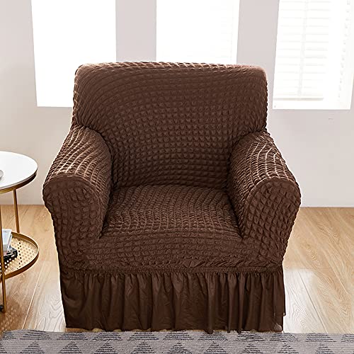 Kuber Industries Pack of 4 Sofa Cover | Single Seater Sofa Cover | Sofa Chair Cover | Couch Cover for Hall | Universal Sofa Slipcover | Elastic Spandex Sofa Cover for Living Room | OSSC003 | Brown