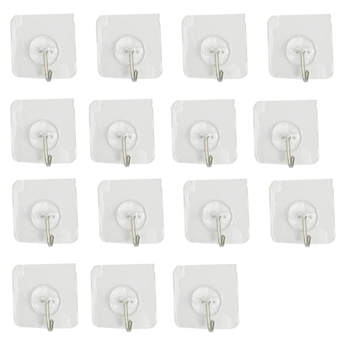 Kuber Industries Hooks For Wall| ABS|Durable & Rust-Proof|Self Adhesive Hook|Wall Hooks For Doors & Closets|KR-03|Pack of 15|Transparent
