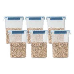 Anko 1.5 L BPA-free Leak-proof Airtight Plastic Storage Container/Jar With Lockable Lids-Pack of 6|Storage Container/Pasta With Spill-proof Lid|Containers Ideal for Pasta, Nuts, Cookies & Cereals