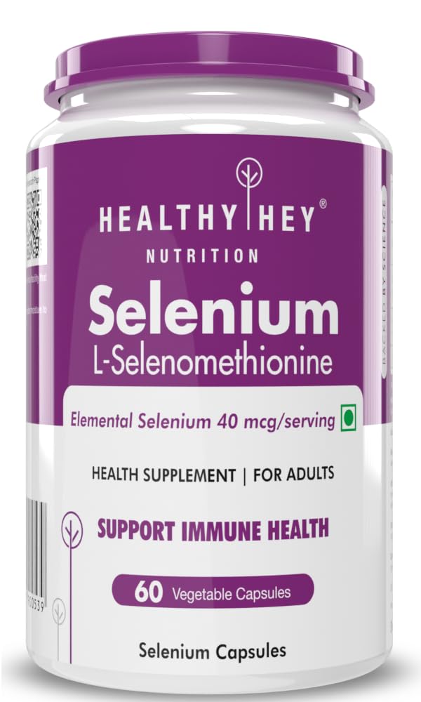 HealthyHey Nutrition Selenium Capsules 40mcg - Superior Absorption - 60 Vegetarian Capsules