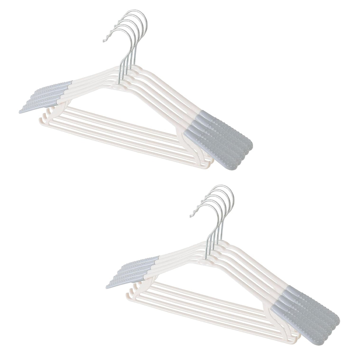 Kuber IndustriesPP Cloth Hanger Set of 10 with Zinc Plated Steel Hook (Grey)