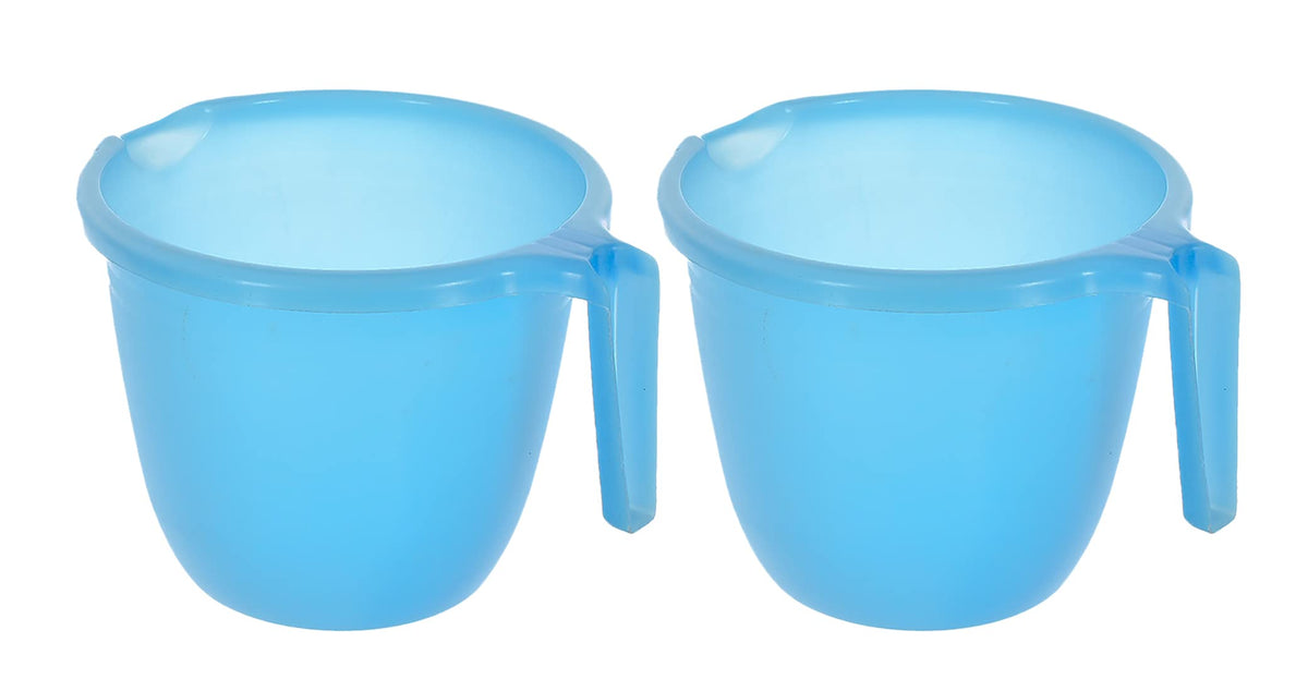 Kuber Industries Multiuses Lightweight, Unbreakable Plastic Bathroom Mug Pack of 2 (Sky Blue)-46KM0206, Standard