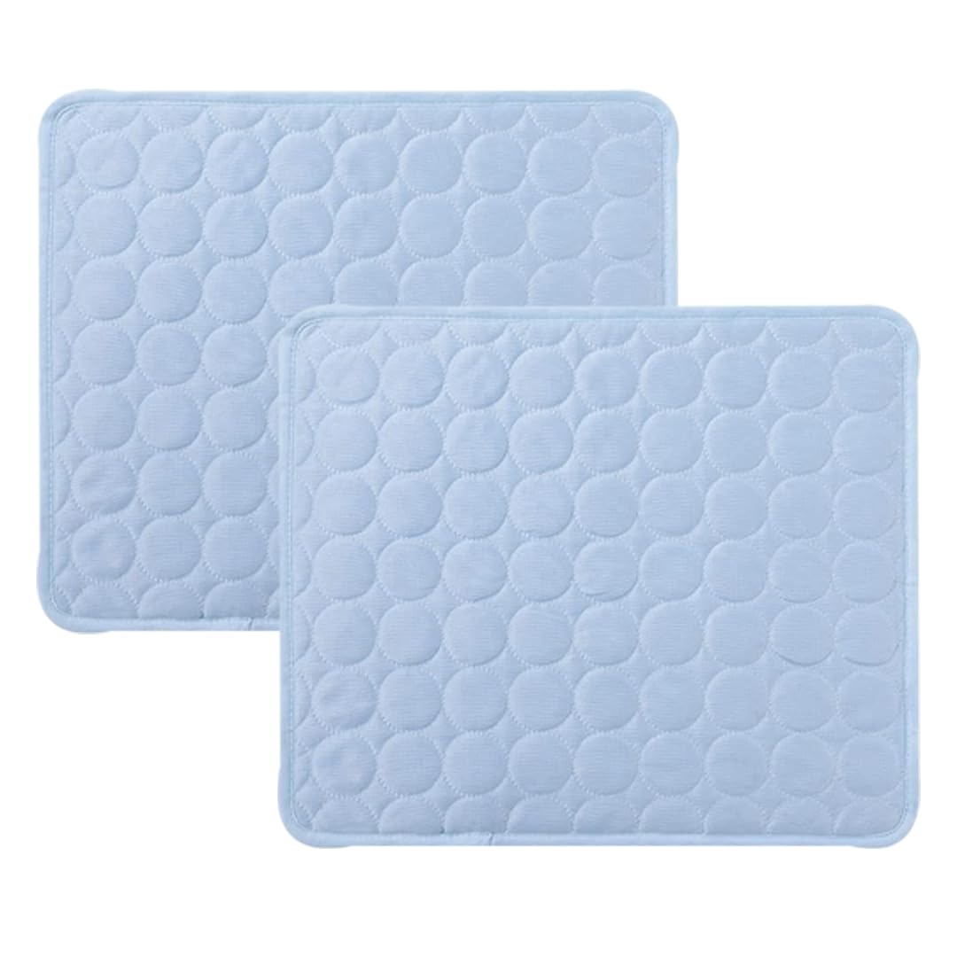 Kuber Industries Rectangular Dog & Cat Bed|Premium Cool Ice Silk Polyester With Bottom Mesh|MultiUtility Self-Cooling Pad For Dog & Cat|Light-weight & Durable Dog Bed|ZQCJ001LB-M|Light Blue(Pack Of 2)