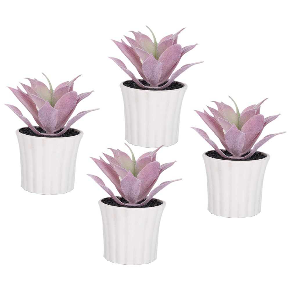 Kuber Industries Artificial Plants for Home D?cor|Natural Looking Indoor Fake Plants with Pot|Artificial Flowers for Decoration-Pack of 4 (Lavender)