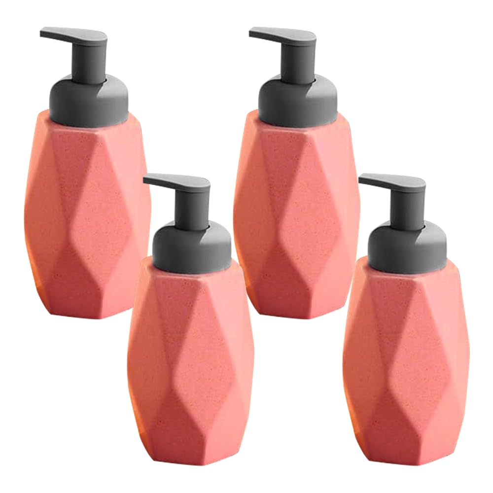 The Better Home 400ml Dispenser Bottle - Pink (Set of 4) | Ceramic Liquid Dispenser for Kitchen, Wash-Basin, and Bathroom | Ideal for Shampoo, Hand Wash, Sanitizer, Lotion, and More