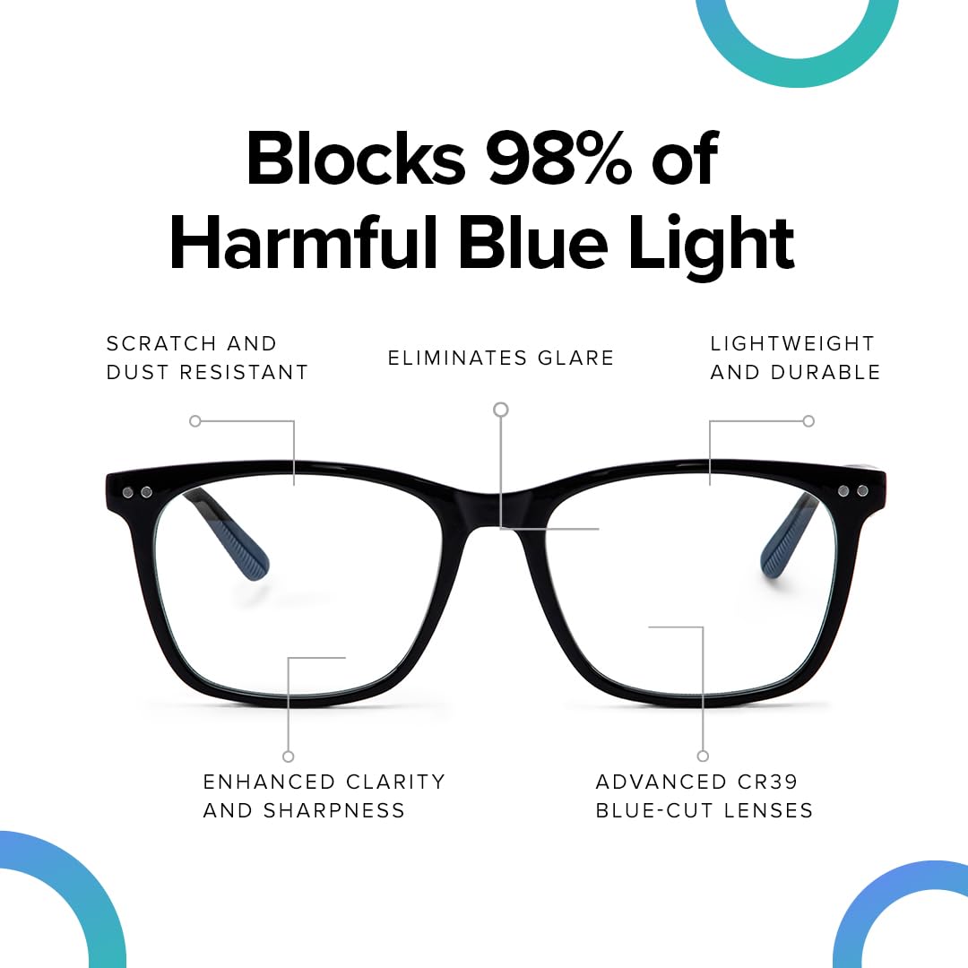 Intellilens Computer Glasses for Eye Protection Reading Glasses for Men Blue Light Blocking Glasses Spectacles Blue Cut Glasses UV Protection