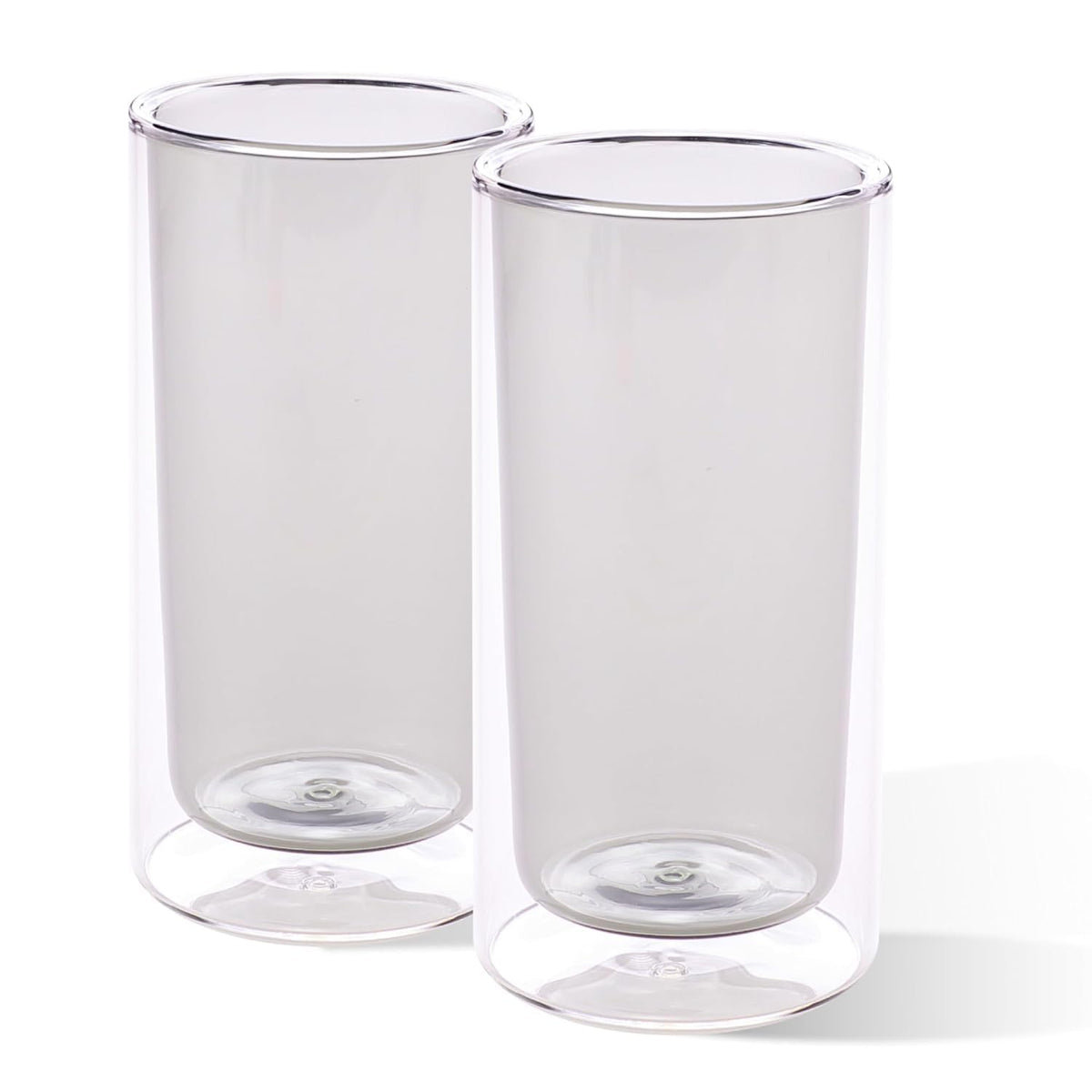 Kuber Industries 10 Pcs Double Walled Glasses | Borosilicate Glass Tumblers for Water | High Heet Resistance | Microwave & Dishwasher Safe | Juice Glasse | 250 ML | Pack of 5 | Gray