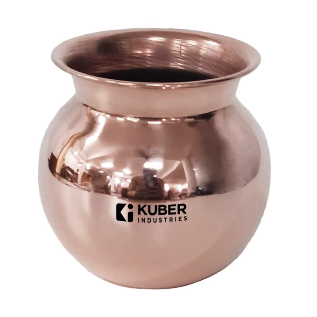 Kuber Industries Copper Lota | Kalash for Puja | BPA Free, Non Toxic,Copper | Rustproof & Durable | with Added Health Benefits of Copper | User Friendly Design & Easy to Clean | 500 ML (Pack of 5)