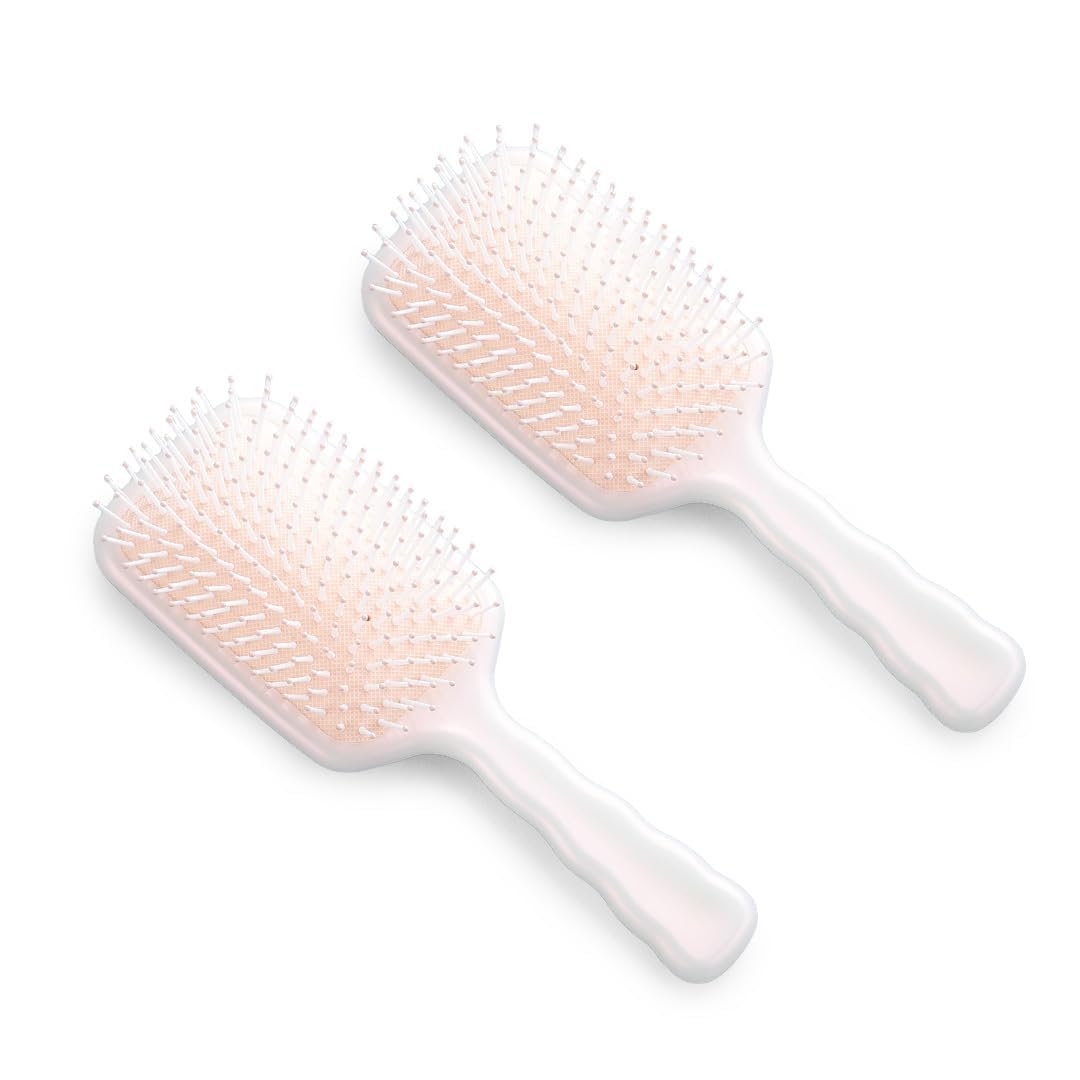 Urbane Home Hair Brush | Bristles Brush | Hair Brush with Paddle | Detangles Hair Brush | Suitable For All Hair Types | Hair Brush Styling Hair | 2 Piece | XH45BGE | Beige