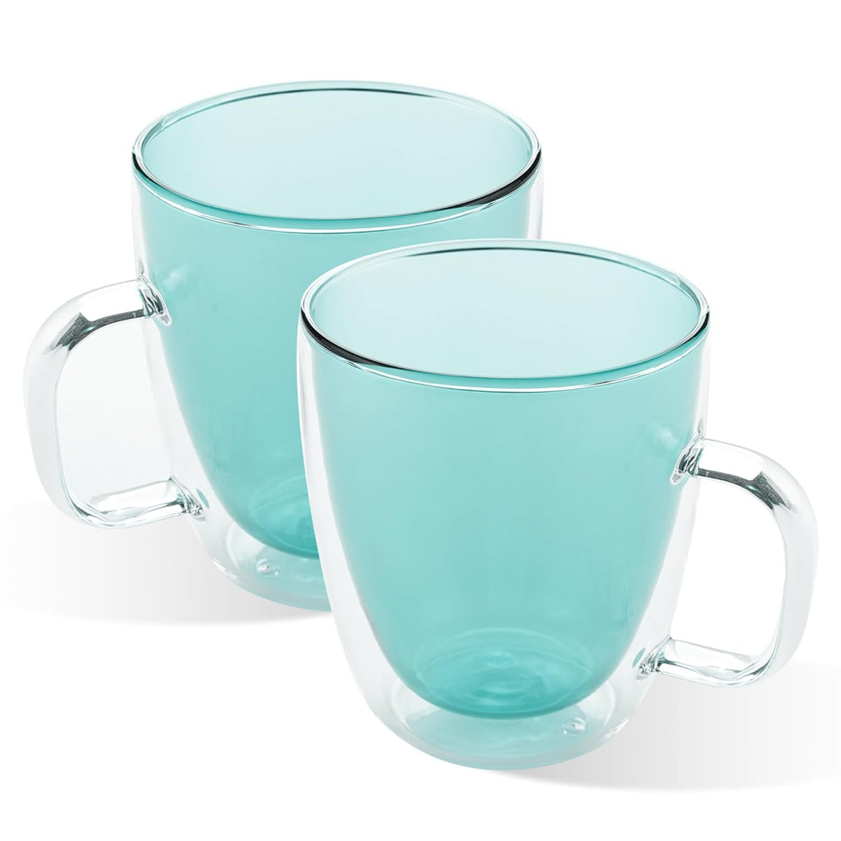 Kuber Industries 10 Pcs Glass Coffee Mugs | Borosilicate Double Walled Glass Mug | High Heat Resistant | Microwave and Dishwasher Safe | 400 ML | Pack of 5 | Green