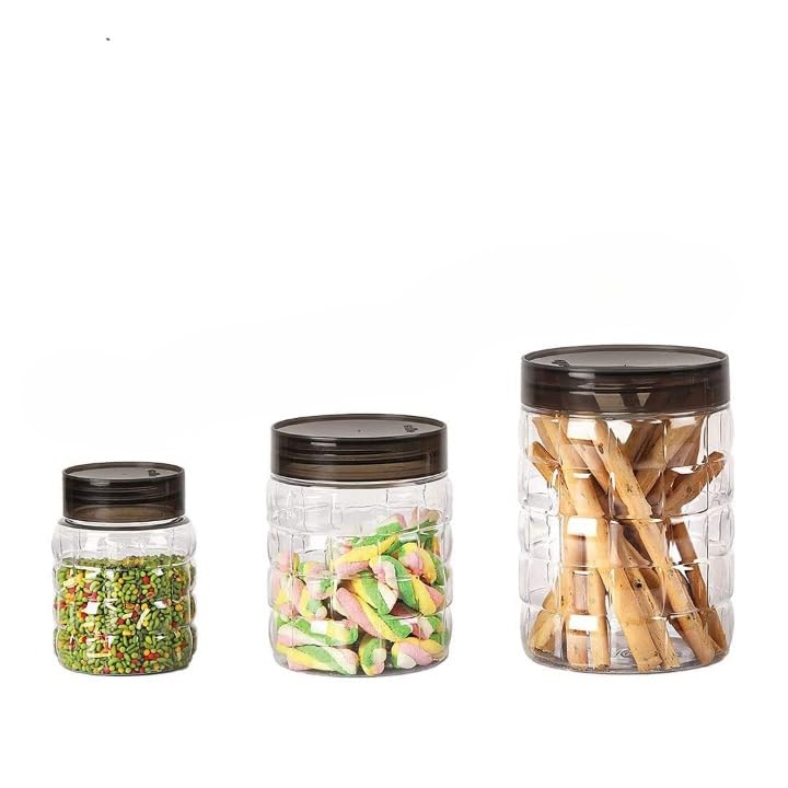 Kuber Industries Set of 24 Plastic Container Set | 1000ml, 500ml, 200ml I PET, Food Grade Plastic, 100% BPA Free | Airtight Container Set for Kitchen Storage |Small to Large, Transparent (Pack Of 6)