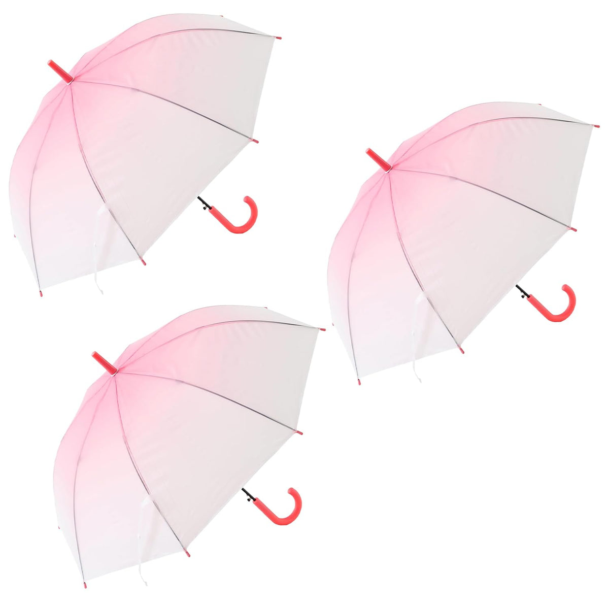 Kuber Industries Transparent Umbrella For Men & Women|Automatic Umbrella For Rain-Pack of 3 (Pink)