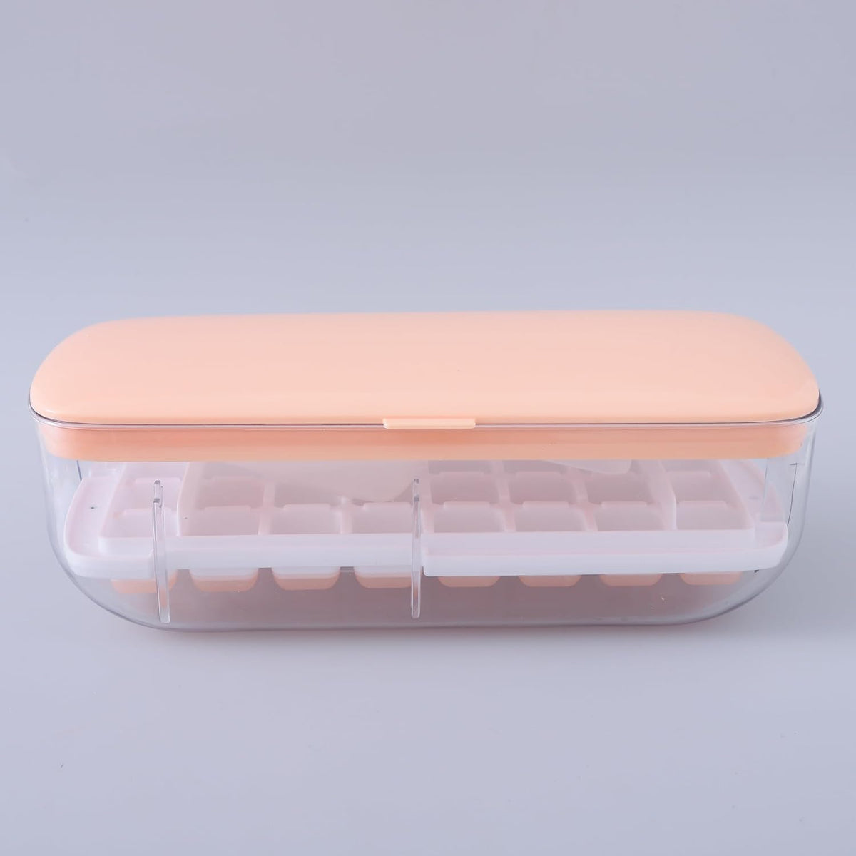 Pack of 2: Ice Cube Trays with Lid | 24 Molds | Space-Saving | Pink
