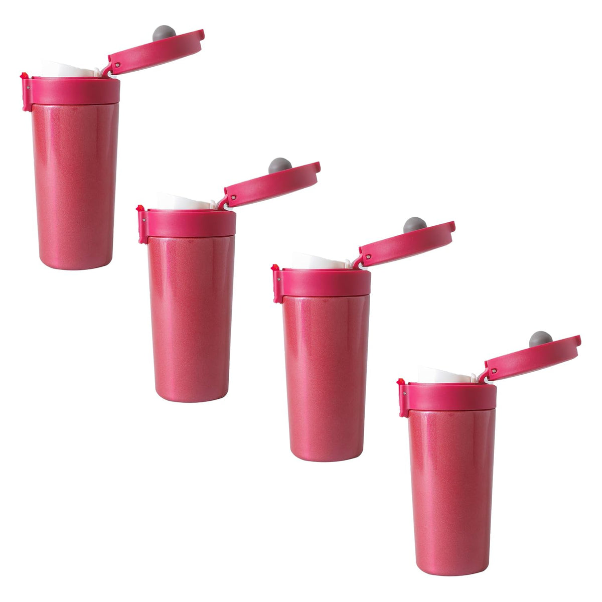 Kuber industries Stainless Steel Insulated Coffee Tumbler with Sipper Lid 380 ML-Pack of 4 (Red)