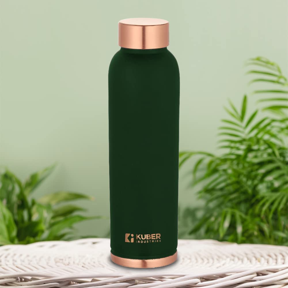 Homestic Copper Water Bottle | BPA Free, Non Toxic | Leakproof, Durable & Lightweight | With Added Health Benefits of Copper | Ergonomic Design & Easy to Clean | Green| 950 ml