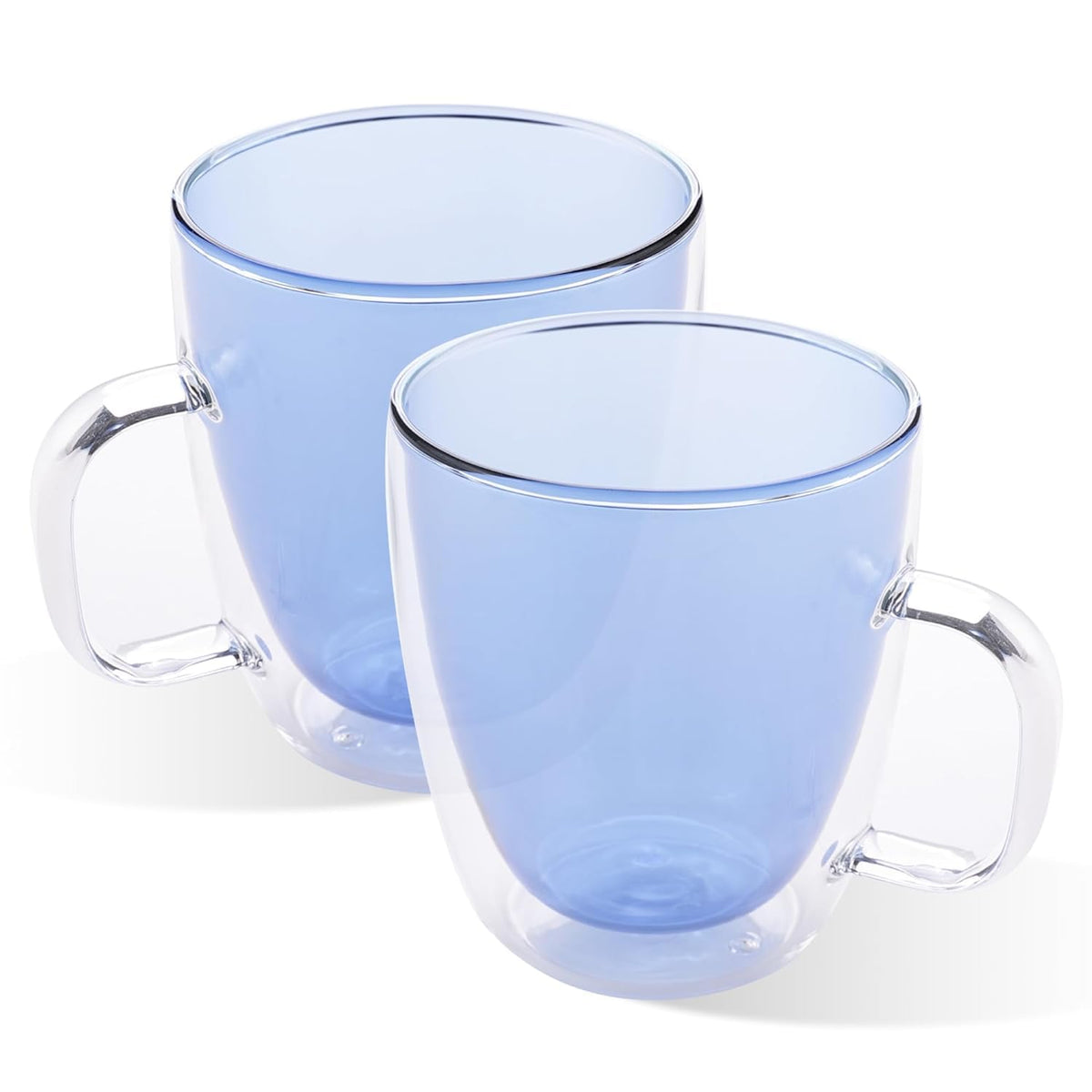 Kuber Industries 12 Pcs Glass Coffee Mugs | Borosilicate Double Walled Glass Mug | High Heat Resistant | Microwave and Dishwasher Safe | 400 ML | Pack of 6 | Blue