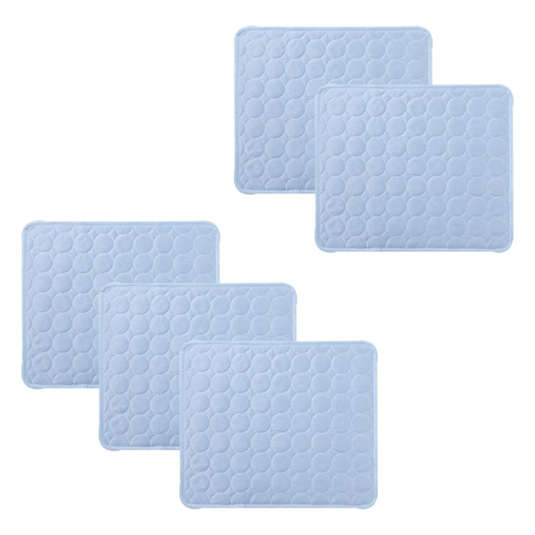 Kuber Industries Rectangular Dog & Cat Bed|Premium Cool Ice Silk Polyester With Bottom Mesh|MultiUtility Self-Cooling Pad For Dog & Cat|Light-weight & Durable Dog Bed|ZQCJ001LB-L|Light Blue(Pack Of 5)