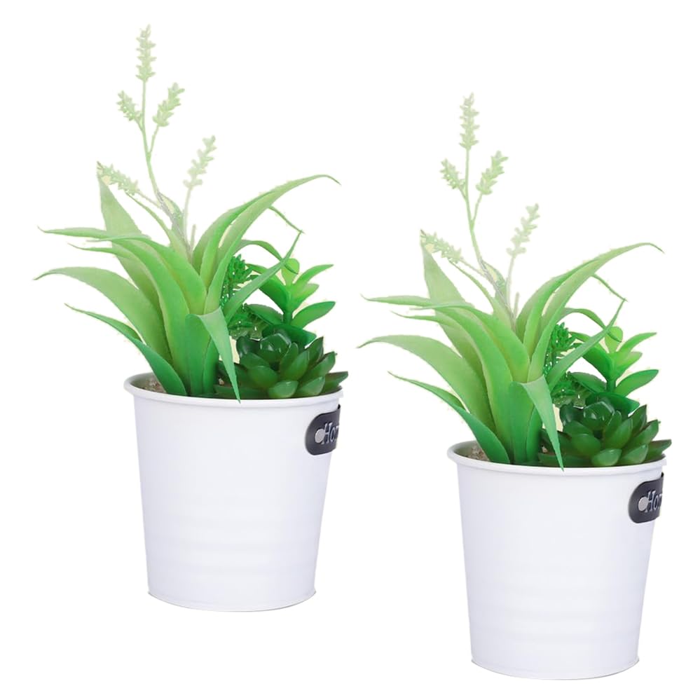 Kuber Industries Artificial Plants for Home Décor|Natural Looking Indoor Fake Plants with Pot|Artificial Flowers for Decoration-Pack of 2 (Green)