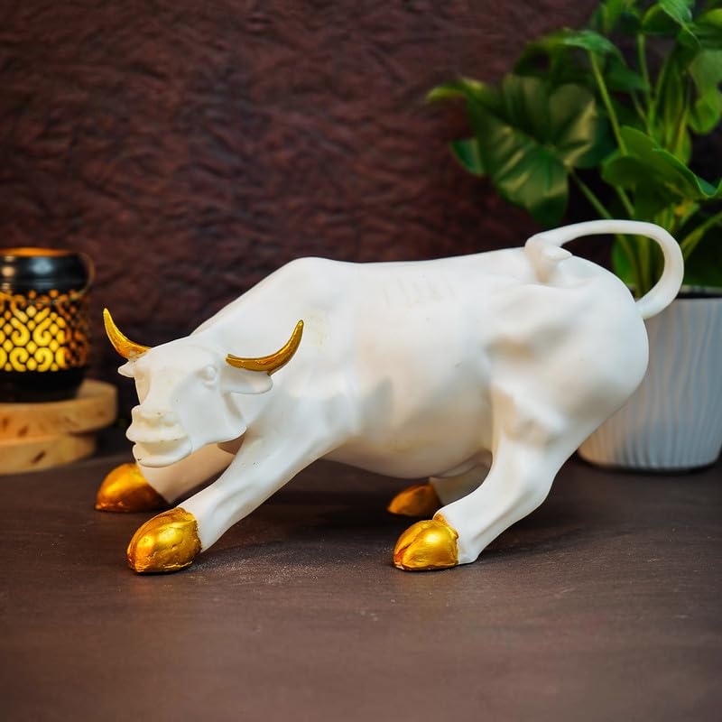 Ekhasa Marble Dust Big Bull Show Pieces for Home Decor Living Room Decorative Items | Showpieces Gift Items for Home Decoration | Center Table Tv Unit Showcase Shelf Office Desk Interior Artifacts