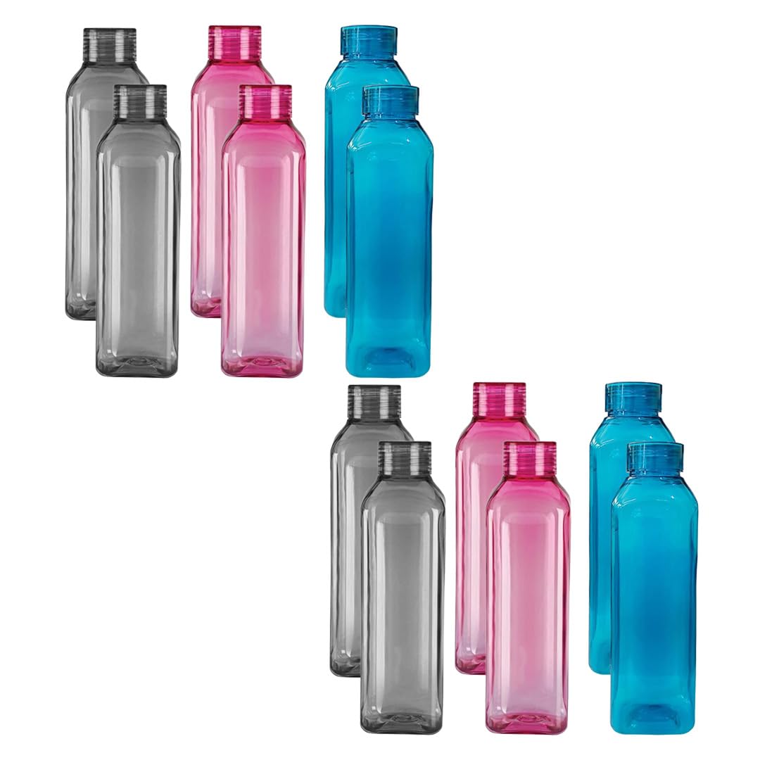 Kuber Industries BPA Free Plastic Water Bottles | Unbreakable, Leak Proof, 100% Food Grade Plastic | For Kids & Adults | Refrigerator Plastic Bottle Set of 6|Assorted (Pack Of 2)