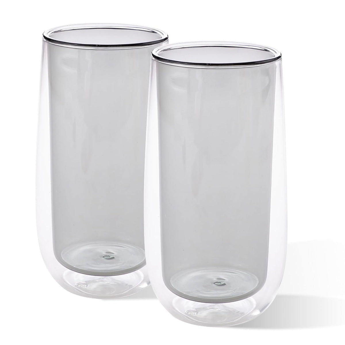 Kuber Industries 8 Pcs Double Walled Borosilicate Glass | High Thermal Resistance | Microwave & Dishwasher Safe | 240 ML | Pack of 4 | Grey