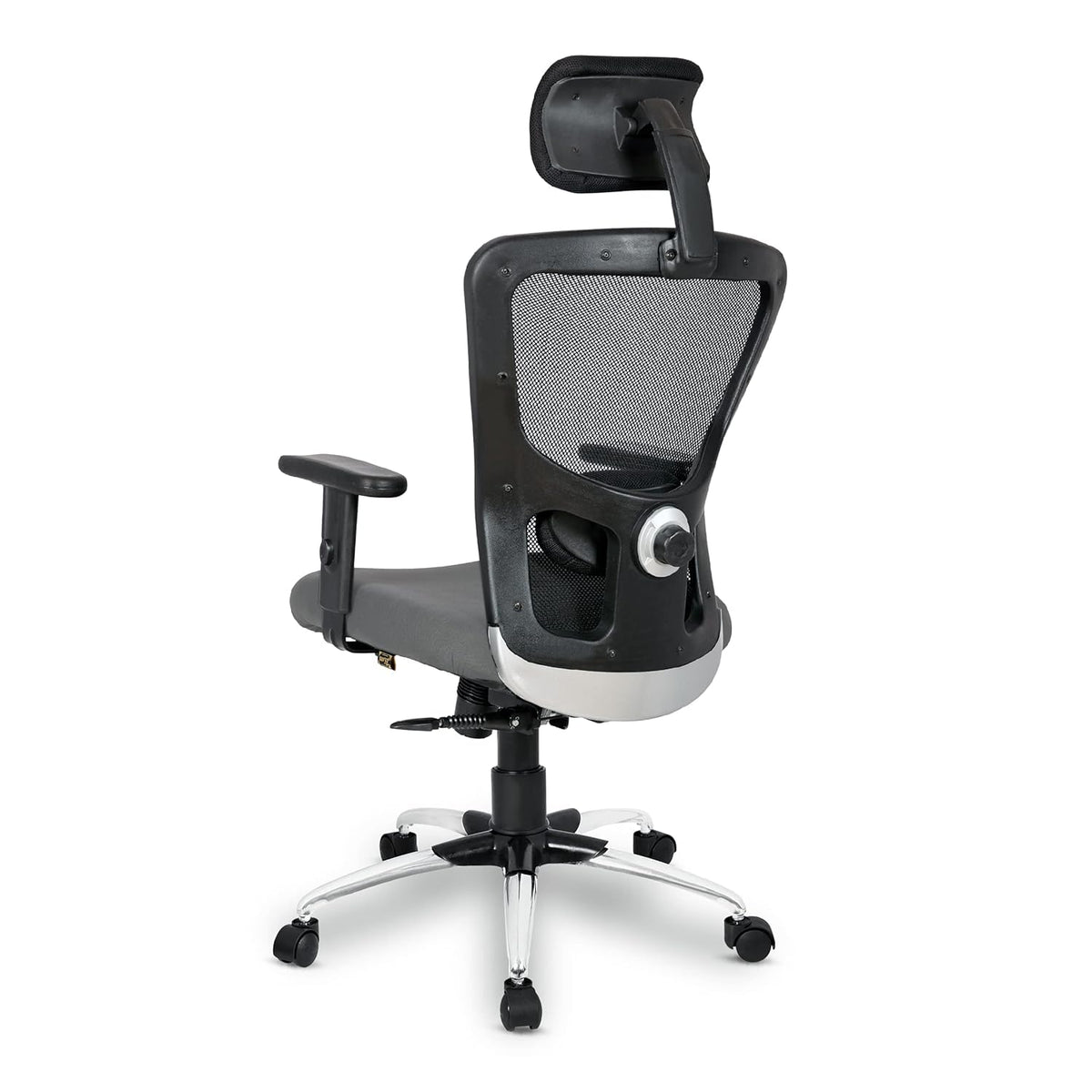 Kuber Industries Ergonomic Office Chairs for Work from Home | Comes with Manual Height Adjustable Armrest, Headrest & 2D Lumbar Support | Comfy Study Chair for Students with Wheels | Black