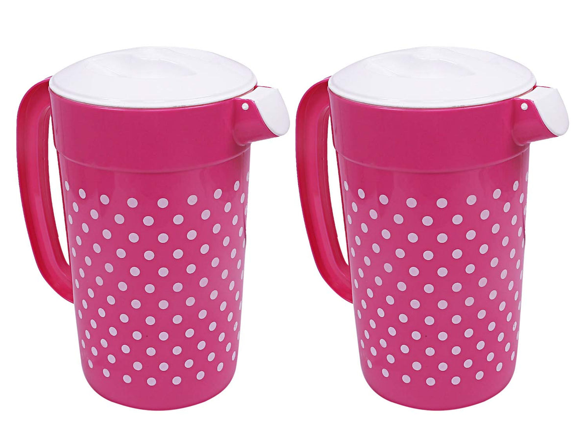 Kuber Industries Plastic 2 Pieces Drinking Water Jug 2400 ML (Pink) -CTLTC12527